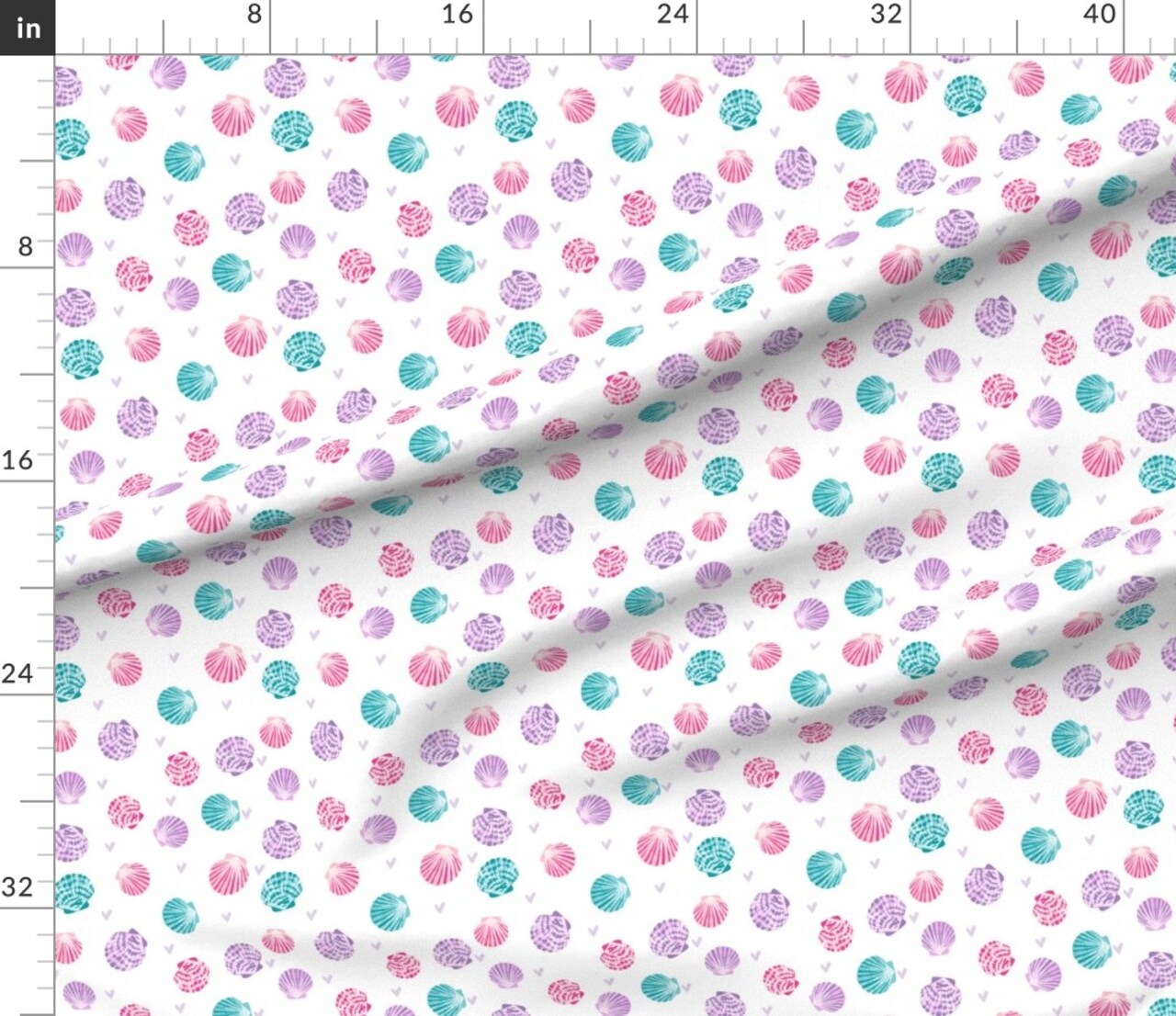 Various Fabrics by the Yard or Fat Quarter Seashells Girls Mermaid Seashell Pink Turquoise Purple Shells Beach Summer Girl Custom Printed Fabric by Spoonflower